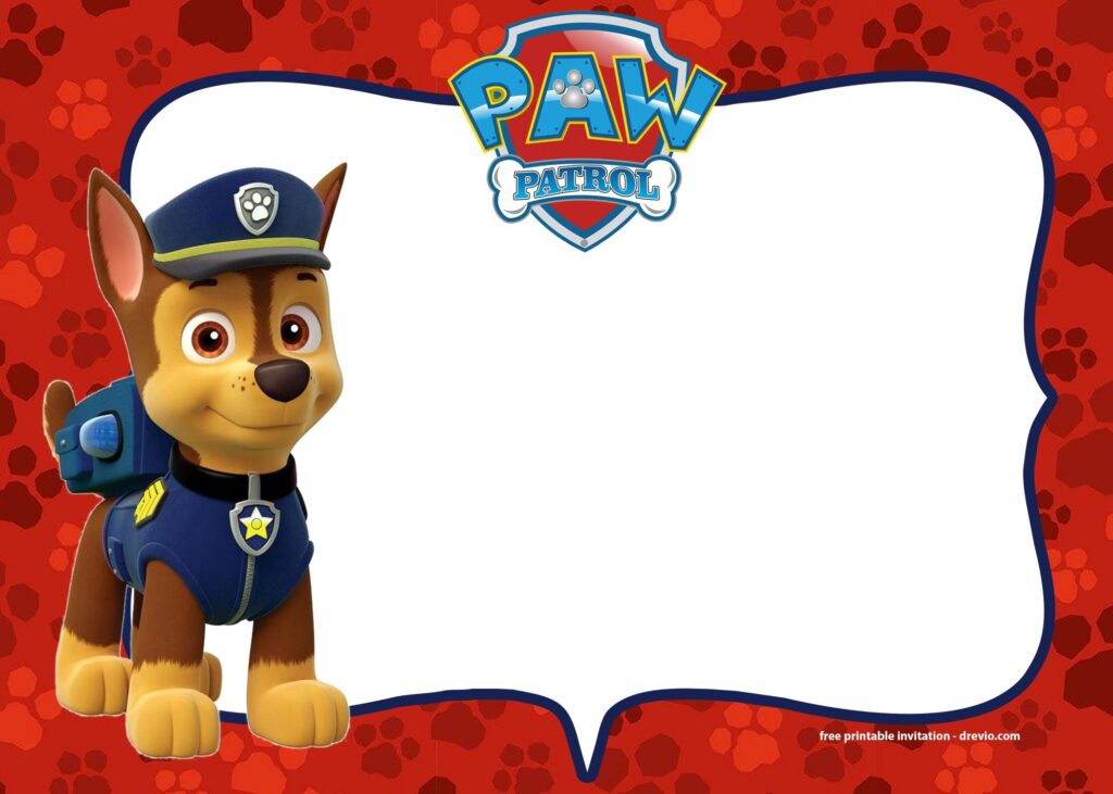 Paw Patrol Invitation Template Blank Printable Chase FREE 