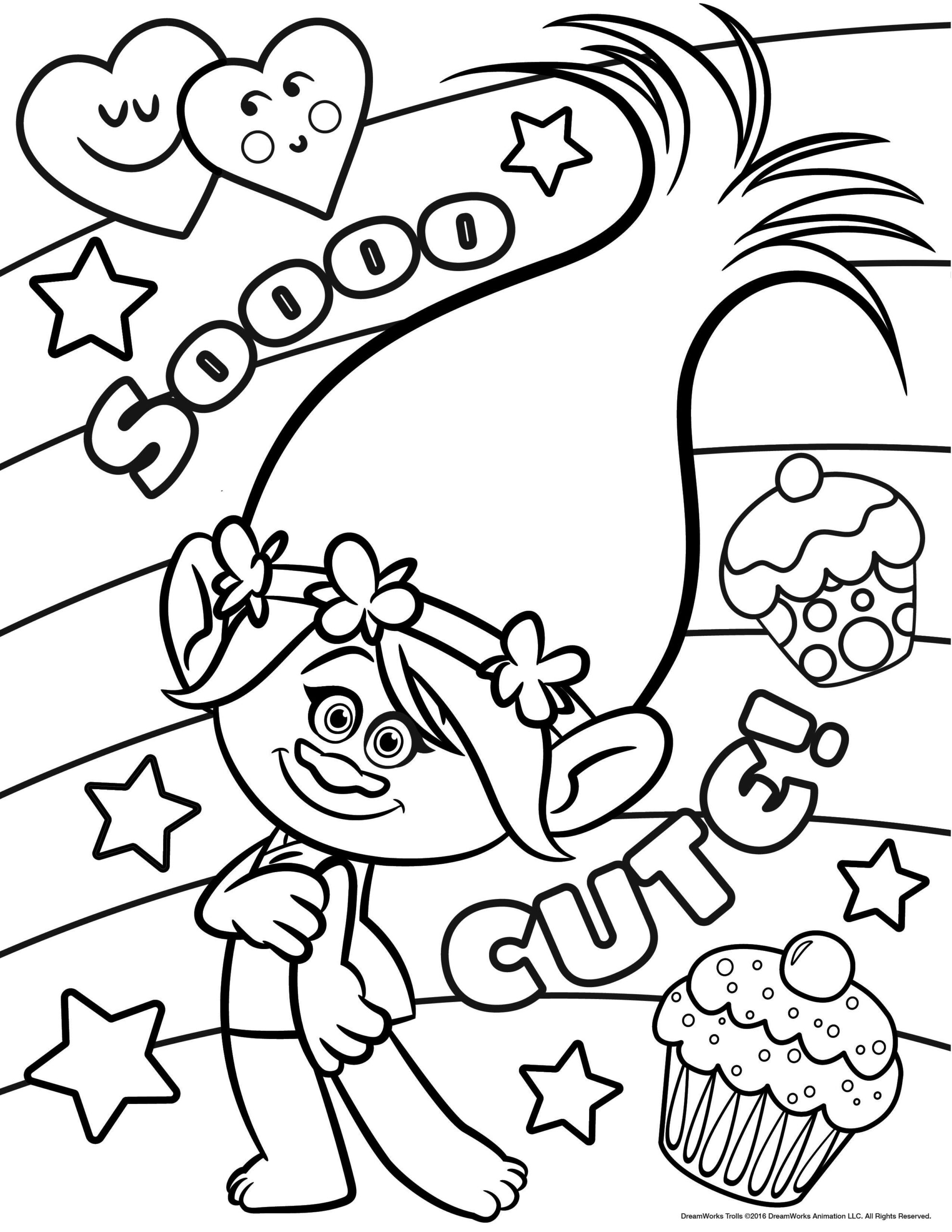 Poppy So Cute Trolls Coloring Pages For Kids