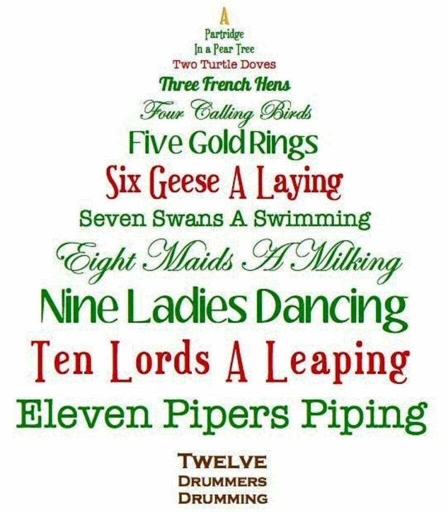 Printable 12 Days Of Christmas Lyrics