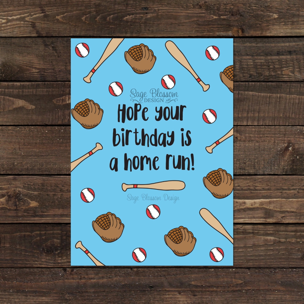 Printable Baseball Birthday Card