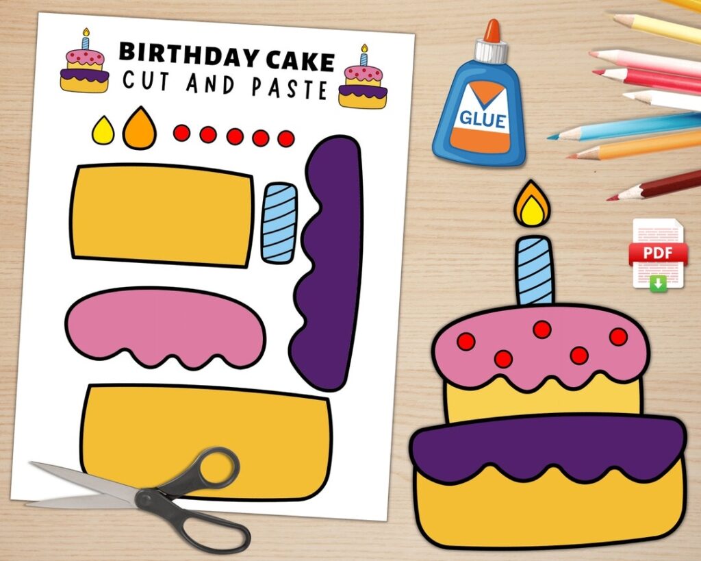 Printable Birthday Cake Craft Template For Kids Birthday Activities 