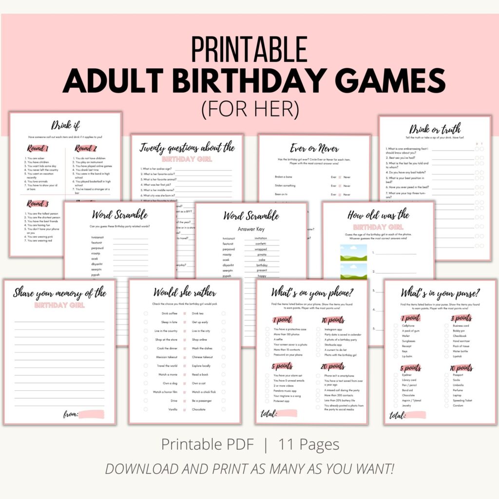 Printable Birthday Games For Adults Add A Little Adventure