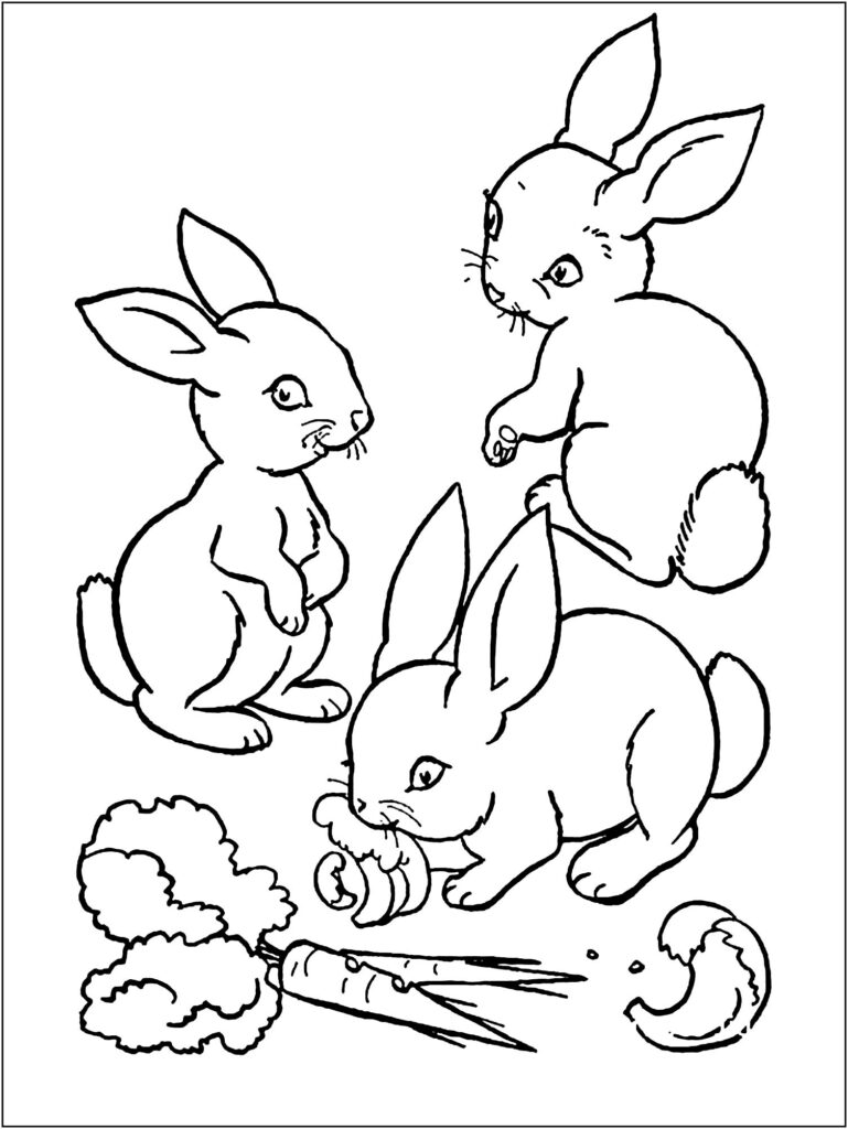 Printable Bunnies Coloring Page For Kids Rabbit Bunny Coloring 