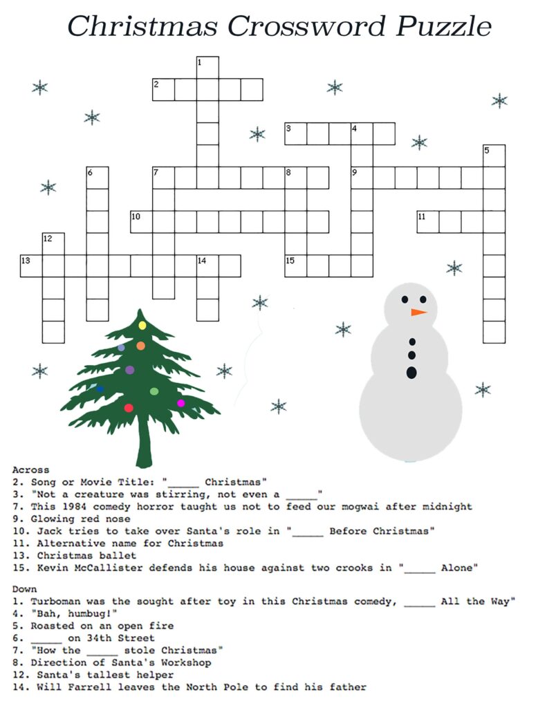 Printable Christmas Crossword Puzzle