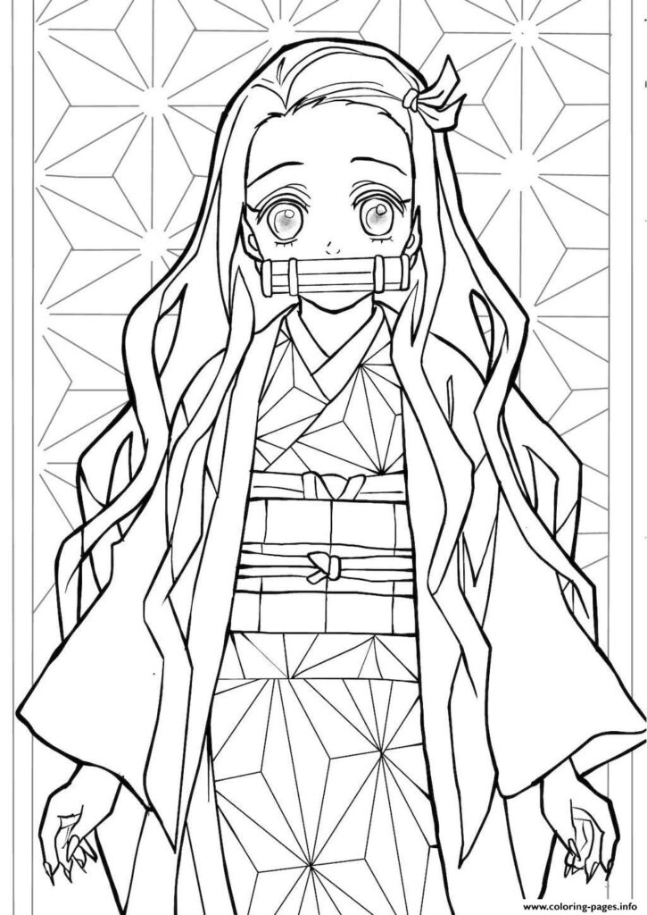 Printable Coloring Nezuko Coloring Pages