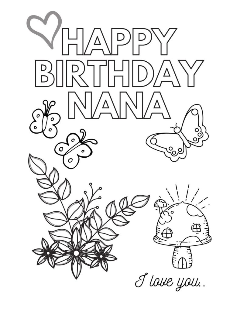 Printable Colour in HAPPY BIRTHDAY NANA Card A4 Size Printable Colour 