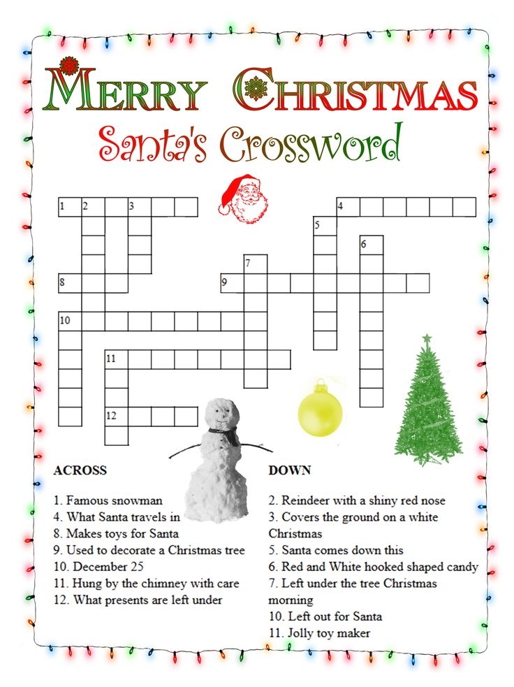 Printable Crossword Christmas Printable Crossword Puzzles Christmas 