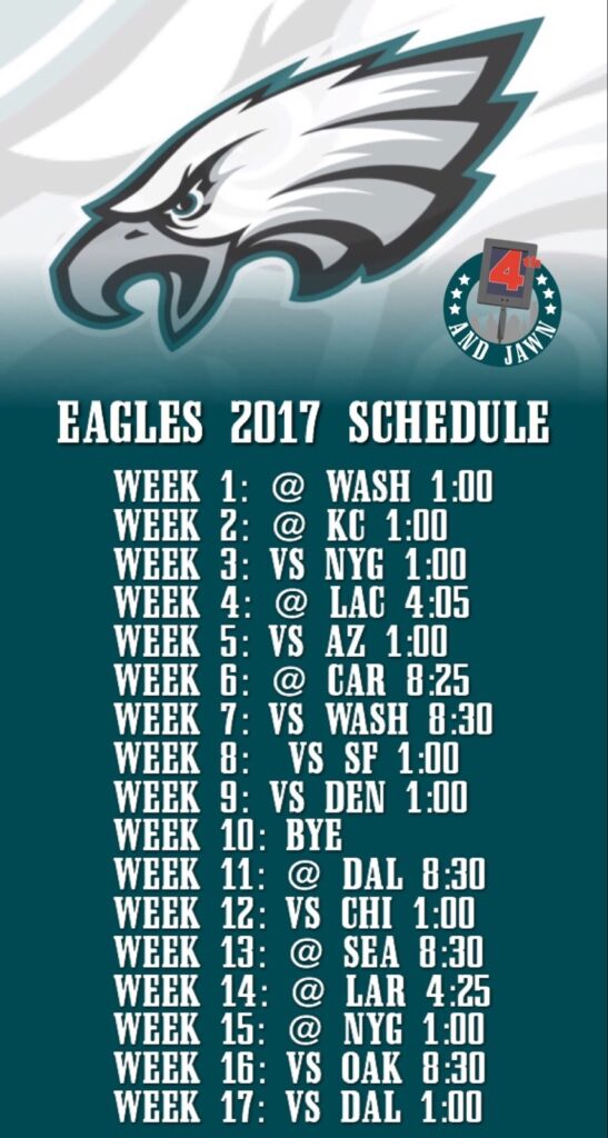 Printable Eagles Schedule