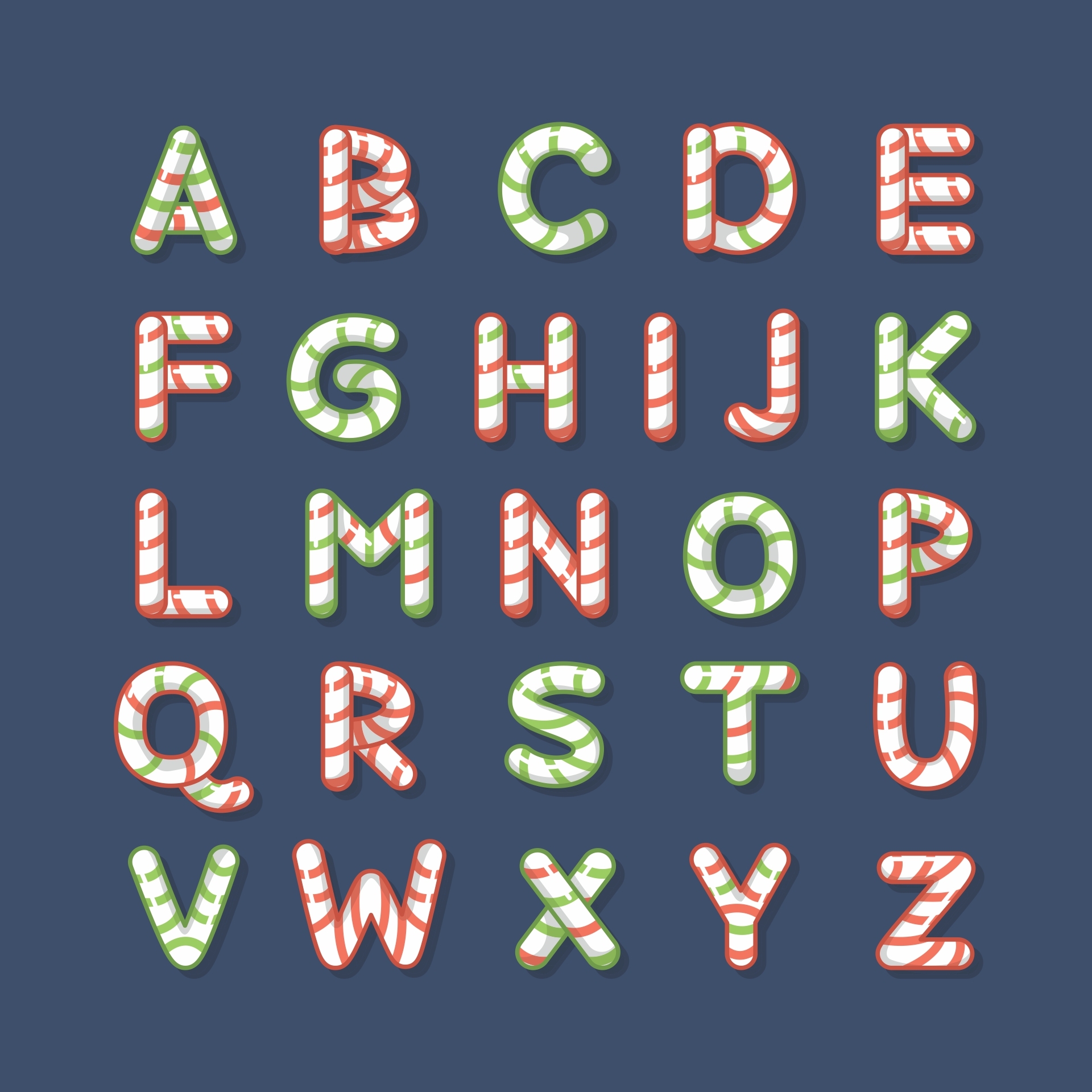 Printable Individual Christmas Alphabet Letters