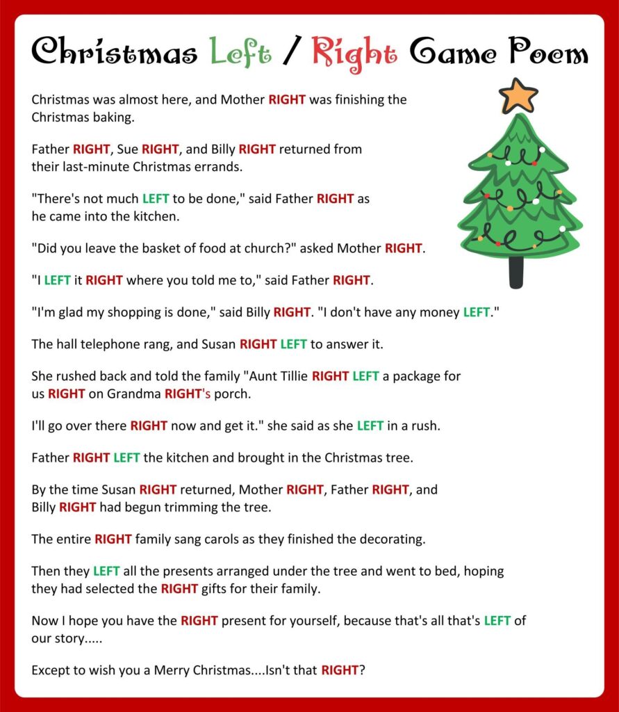 Printable Left Right Christmas Game Left Right Christmas Game Free 