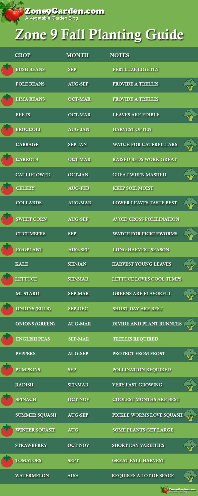 Printable Zone 9b Planting Schedule