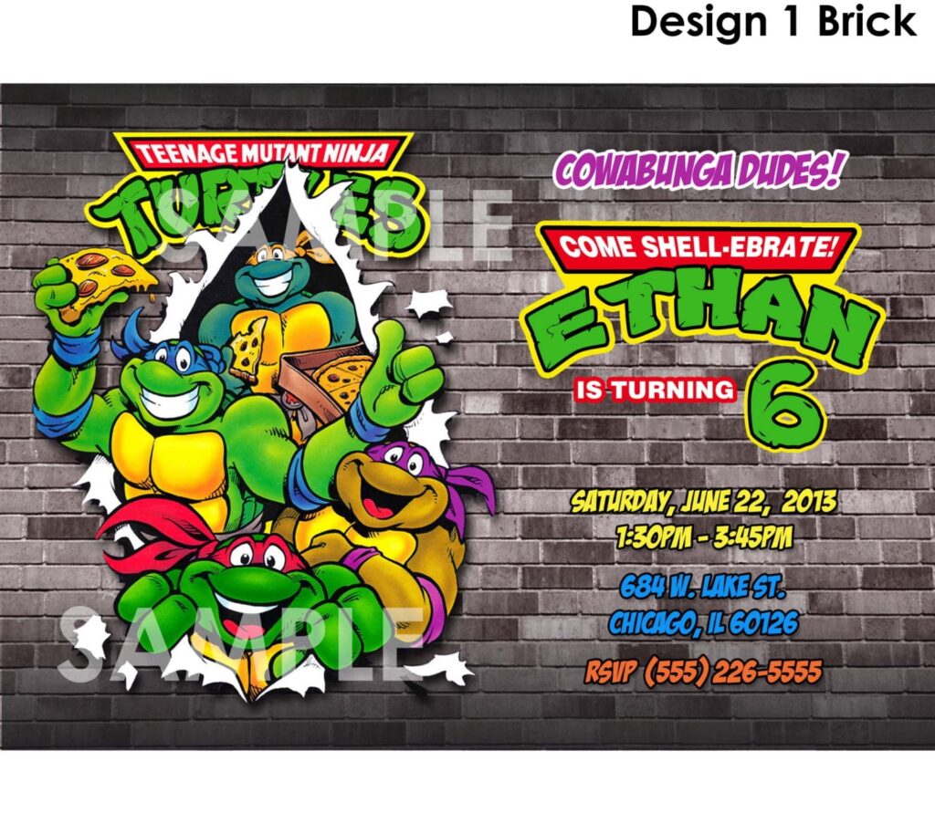 Teenage Mutant Ninja Turtle Birthday Party Invitations FREE Printable 