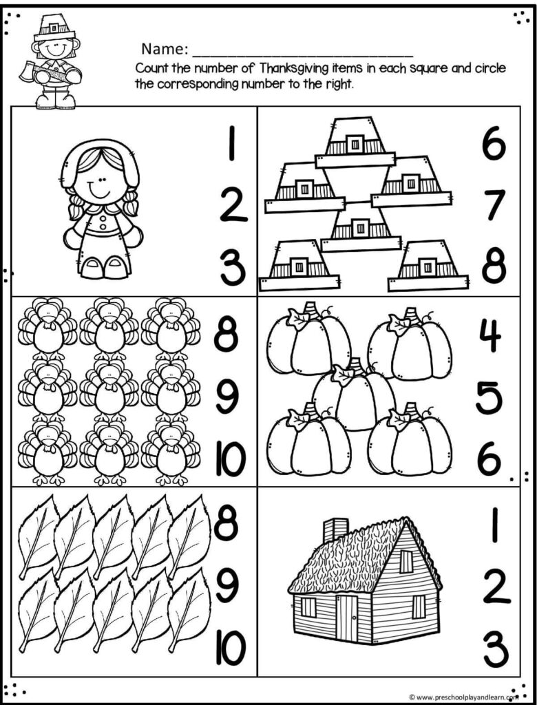 Thanksgiving Printable Worksheets For Toddlers Brennan