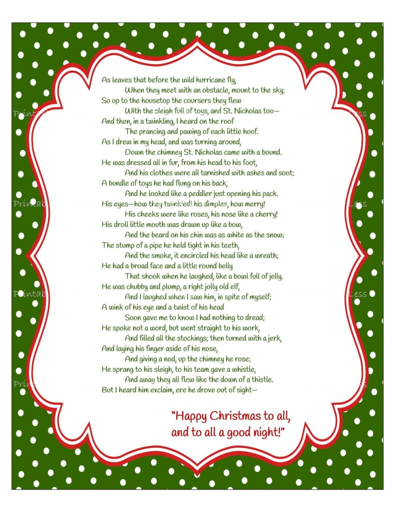 Twas The Night Before Christmas Game Printable Christmas Etsy Canada