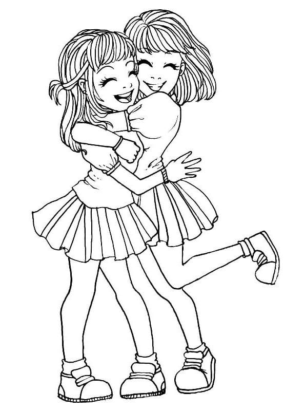 Two Girls Best Friends Coloring Page Free Printable Coloring Pages