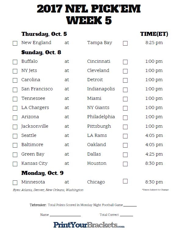 Week 13 Nfl Printable Schedule