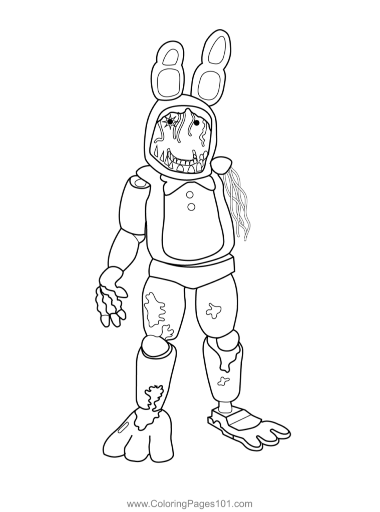 Withered Bonnie FNAF Coloring Page For Kids Free Five Nights At 