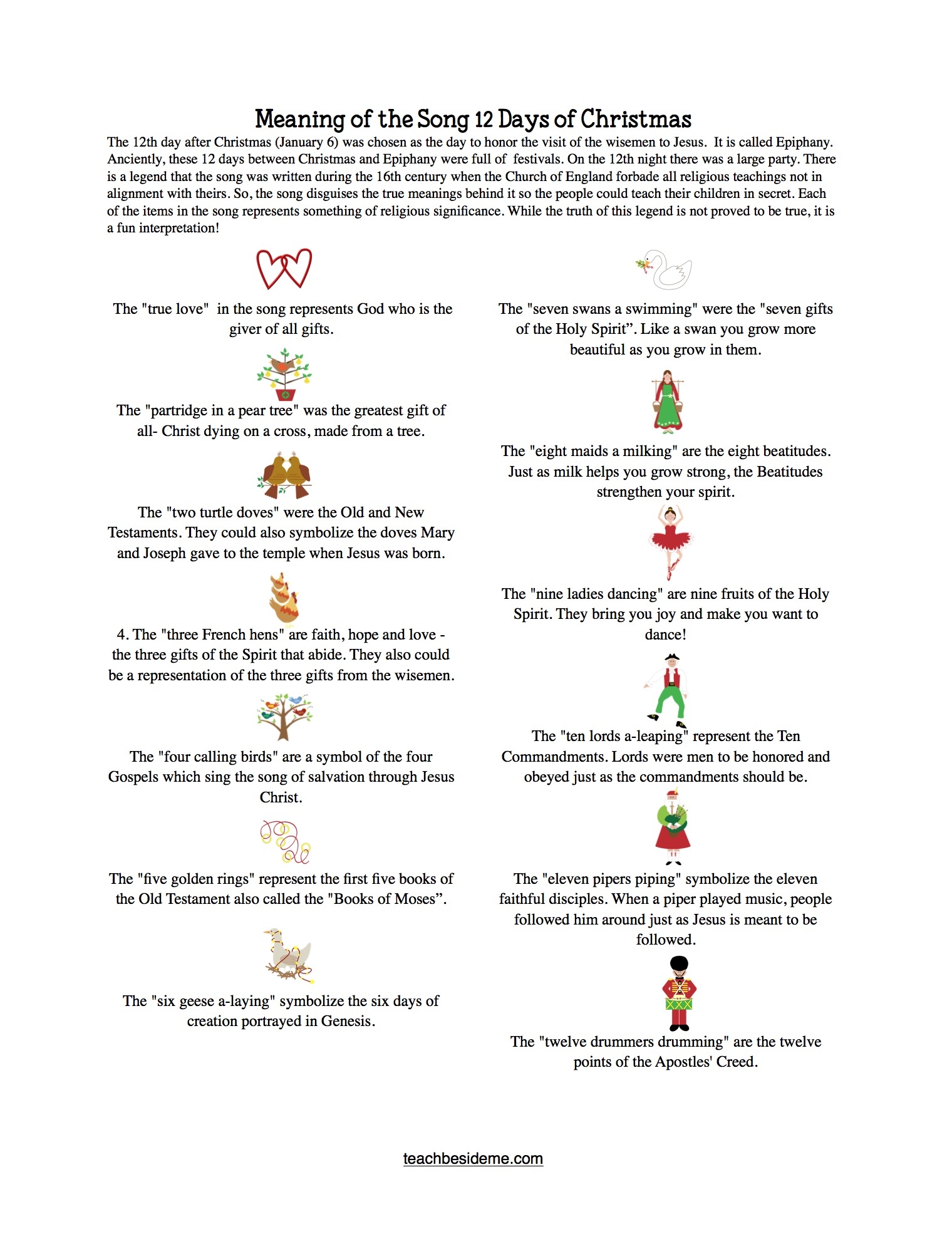 12 Days Of Christmas Printable Game Teach Beside Me