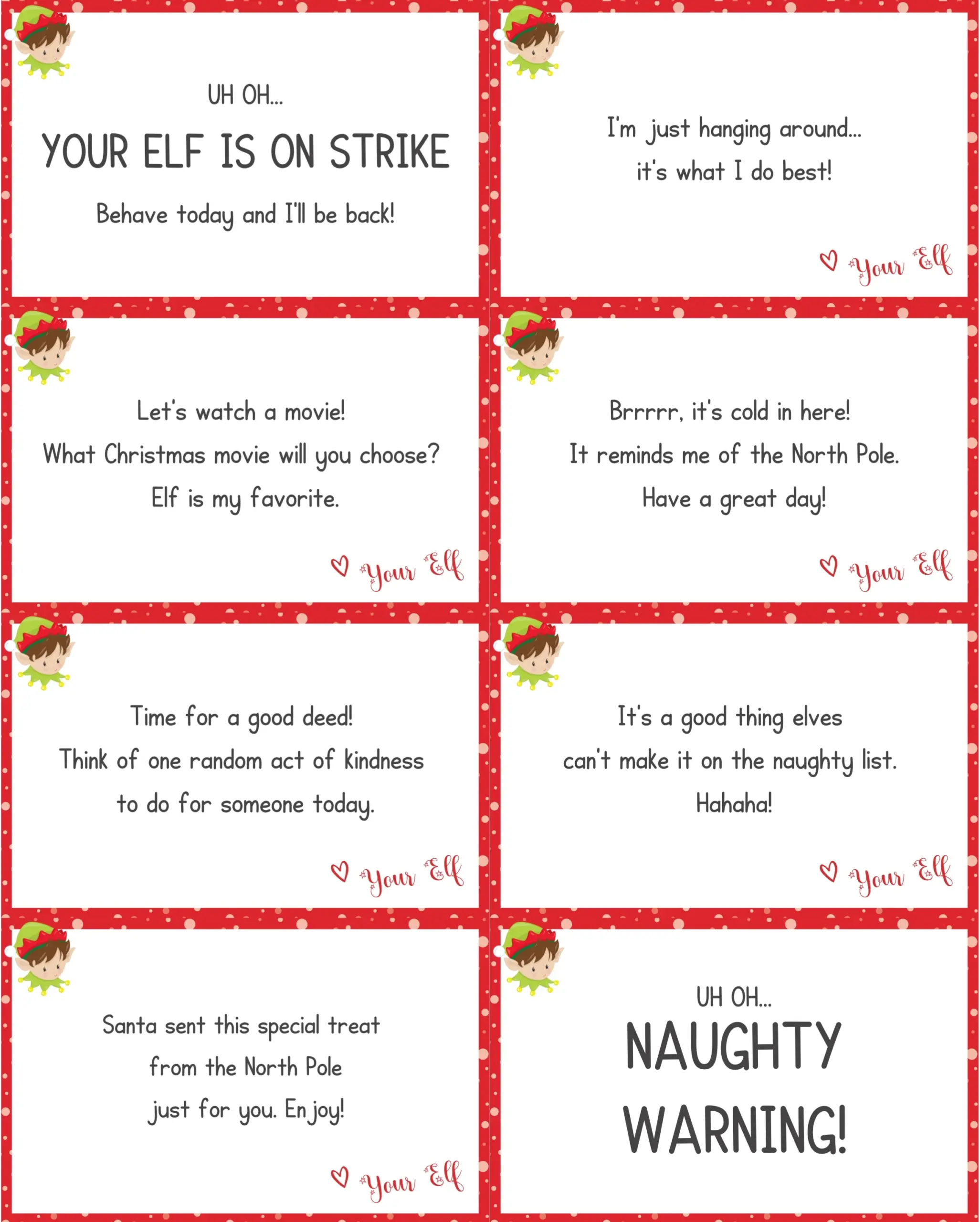 32 Free Elf On The Shelf Printable Notes Play Party Plan