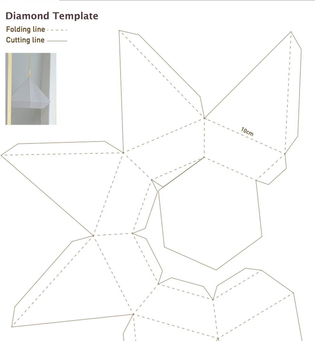 3D Diamond Template Print Colour In Classic Diamond Ornament Shape White A4 Card Print Cut Out DIY Accessories Hanging Diamond Jpg Download Etsy