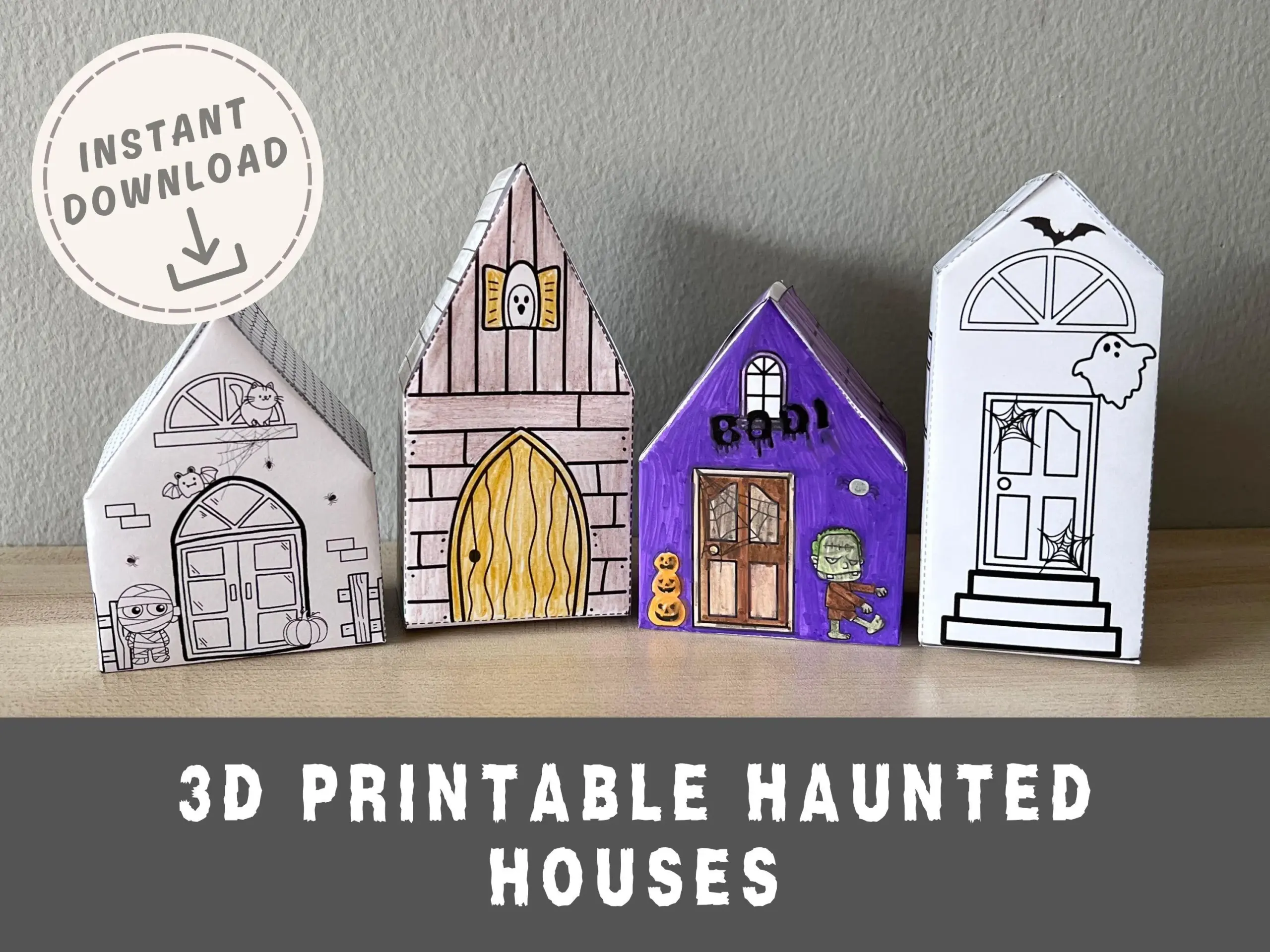 3D Halloween Haunted House Printable Template DIY Paper Craft PDF Download Etsy