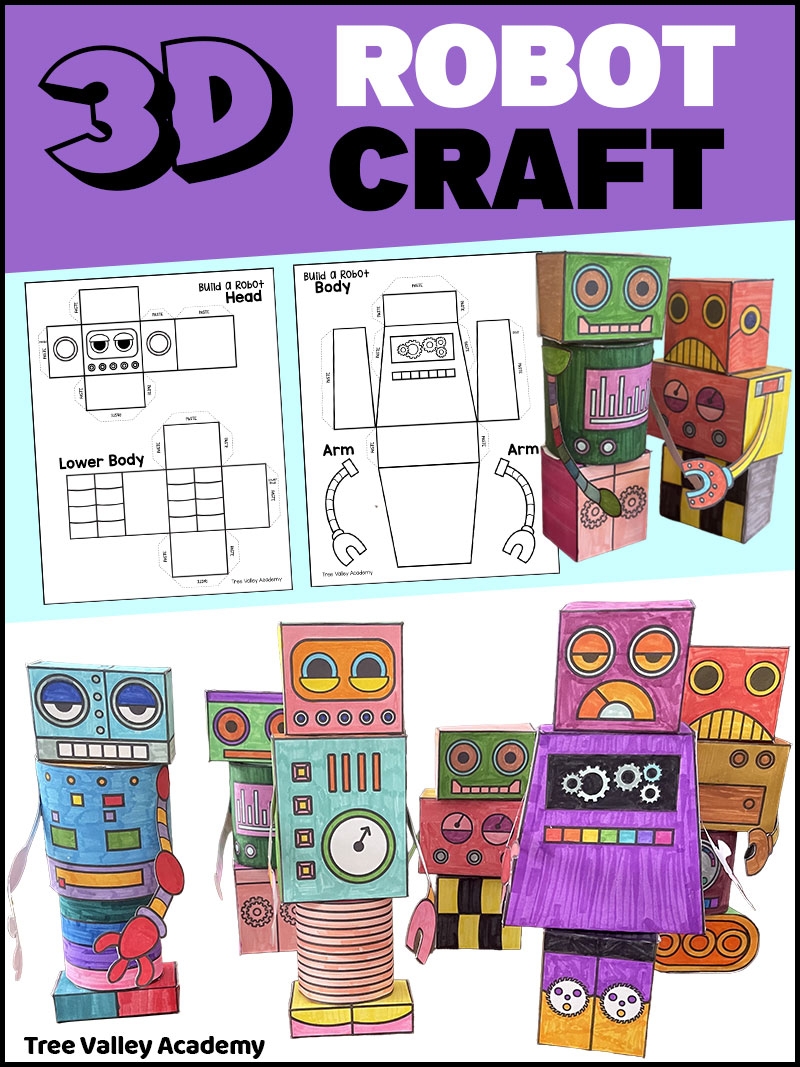 3D Robot Paper Craft Tree Valley Academy