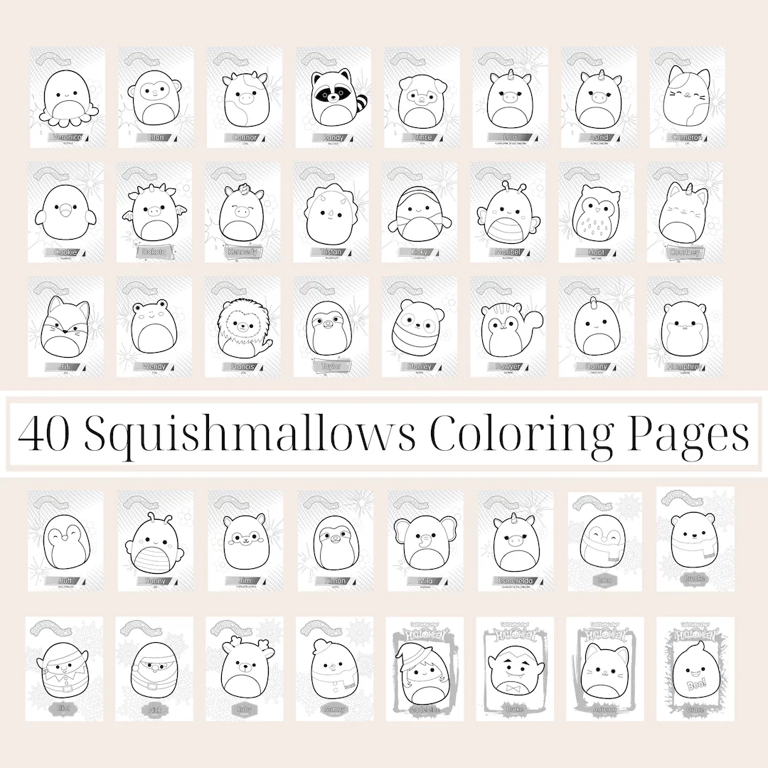 40 Squishmallows Coloring Pages PDF INSTANT Download Squishmallows Birthday Parties Squishmallows Halloween Christmas Coloring Pages Etsy