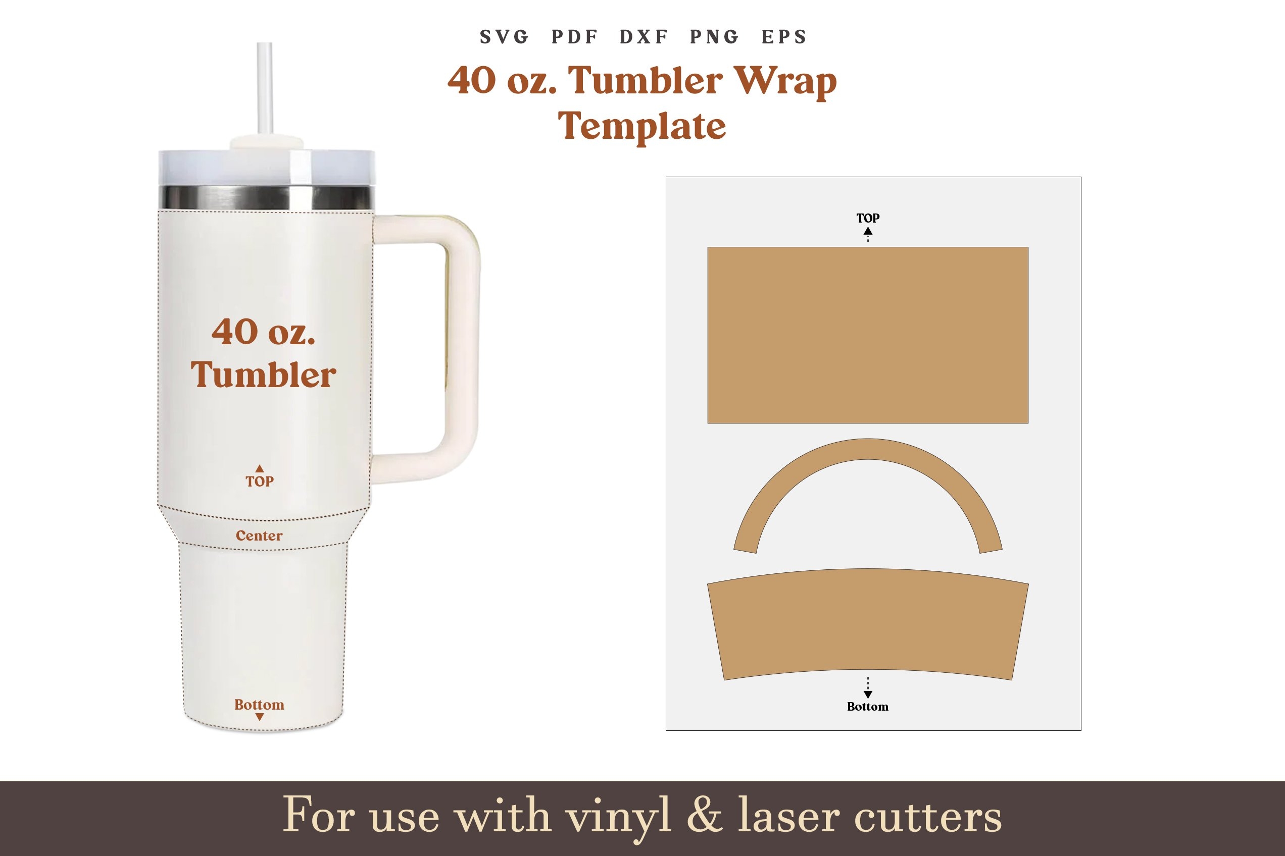 40oz Tumbler Template Svg Blank Sublimation 300 Dpi PNG PDF