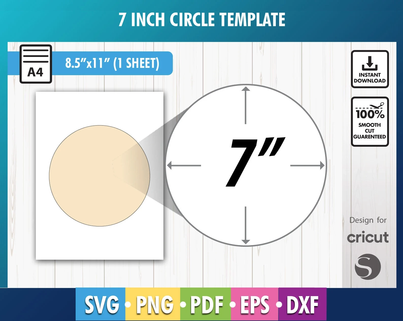 7 Inch Circle Template 7 Circle Template 7in Blank Labels SVG DXF Png Pdf Cricut Silhouette Printable Instant Download 8 5 x11 Etsy