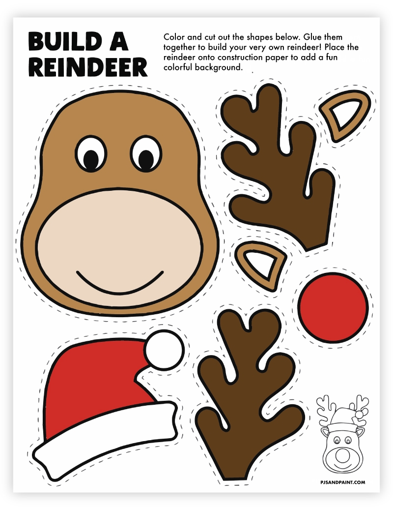 8 Free Printable Christmas Themed Cut And Paste Projects Pjs And Paint