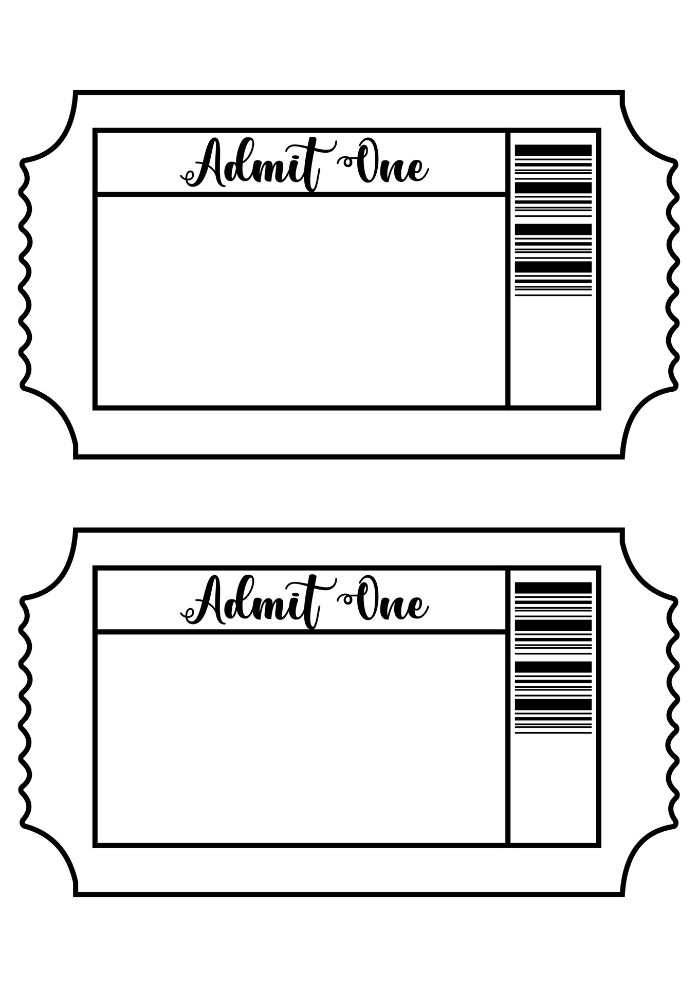 Admit One Ticket Templates 10 Free PDF Printables Printablee