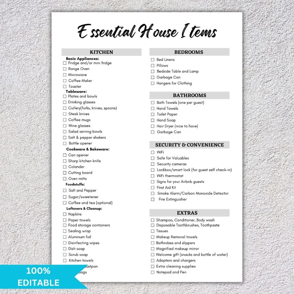 Airbnb Inventory Checklist Template Printable Housekeeping Checklist PDF ZPrintable