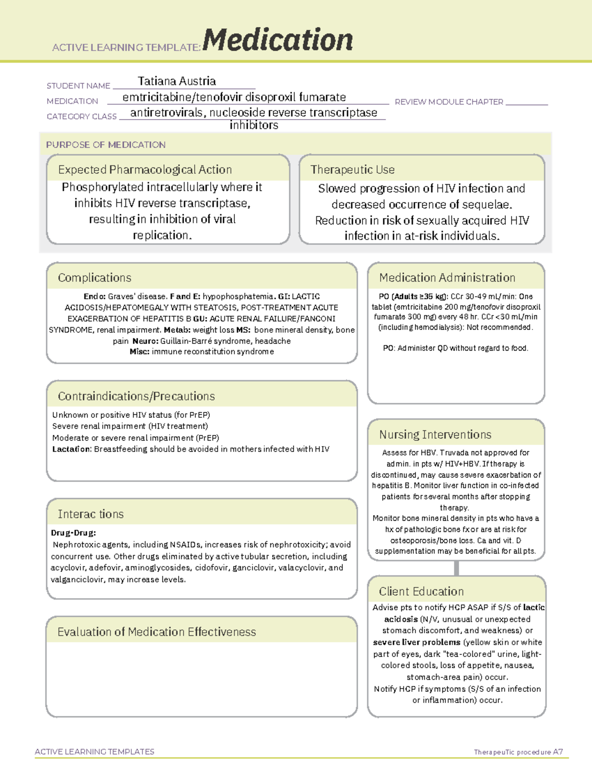 ATI Medication Sheets Active Learning Templates For Nursing Students Studocu