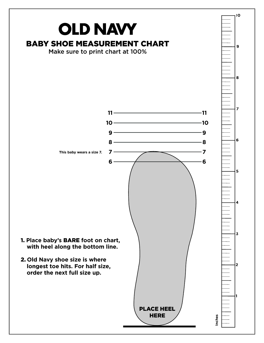 Baby Shoe Size Printable Template Foot Measurement Chart Kids Shoe Size Chart Printable Free Kids