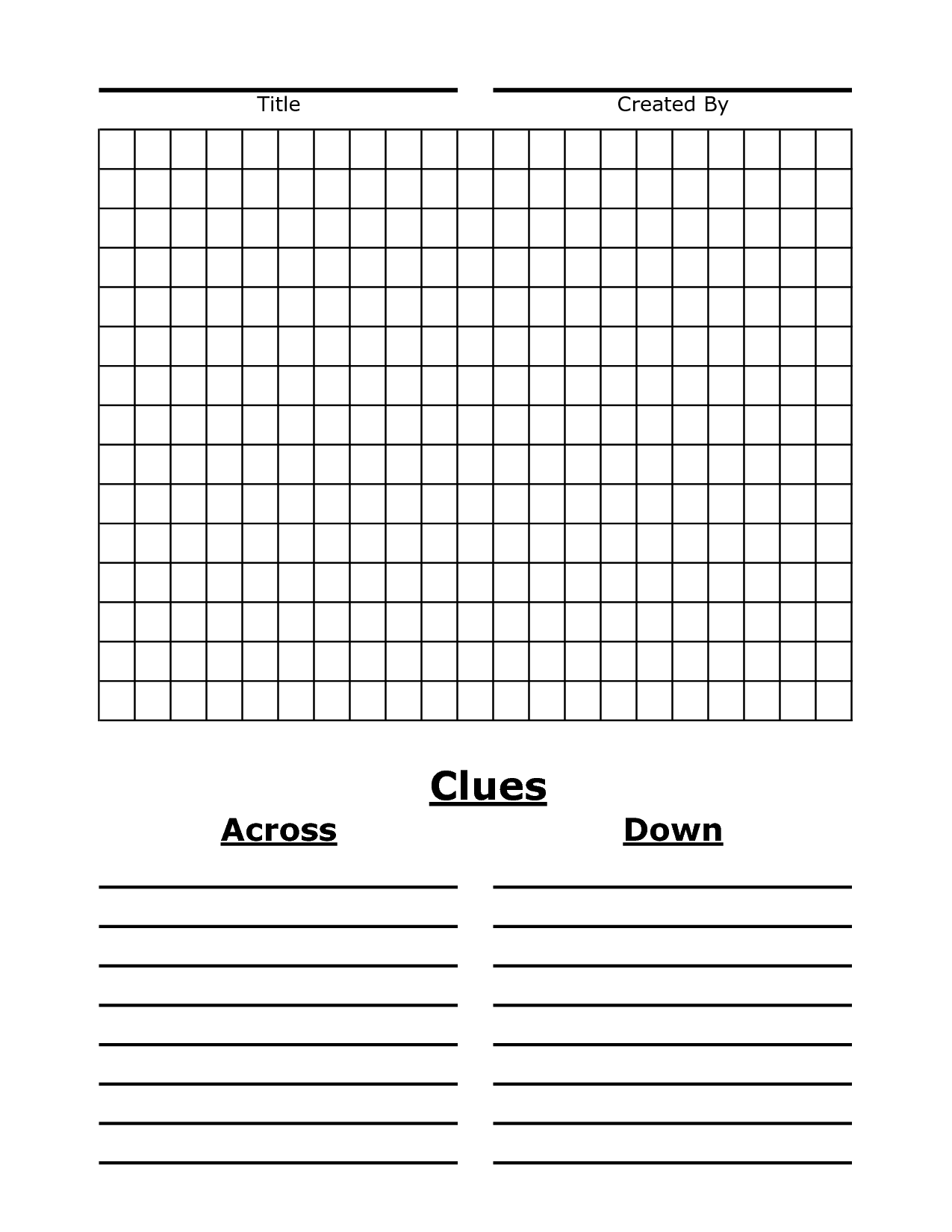 Blank Cross Word
