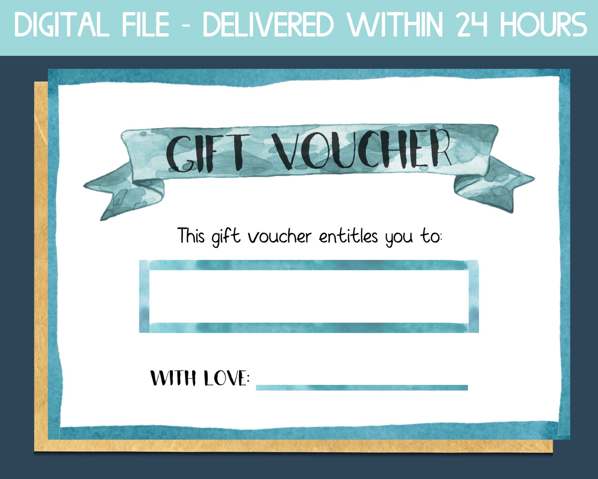 Blank Gift Certificate Printable Gift Card Voucher Printable Coupon Template Gift Card For Birthday Gift Certificate Download Etsy