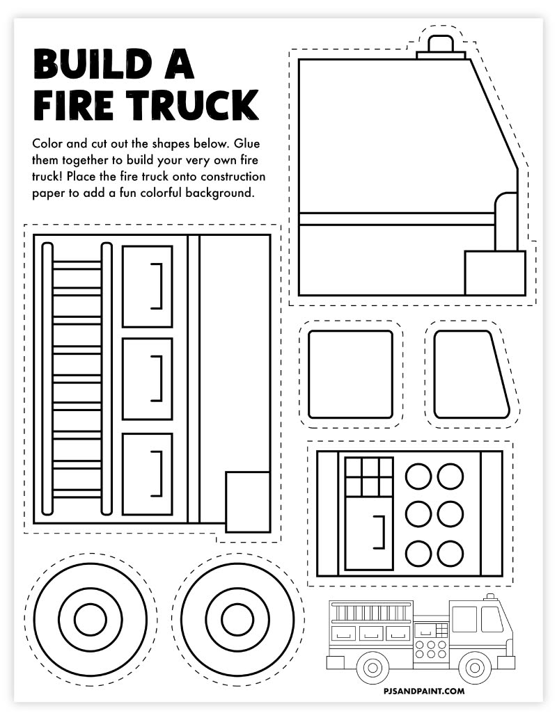 Build A Fire Truck Craft For Kids Community Helpers Preschool Activities Crafts Community Helpers Art Projects Firetruck Craft Preschool Free Printable