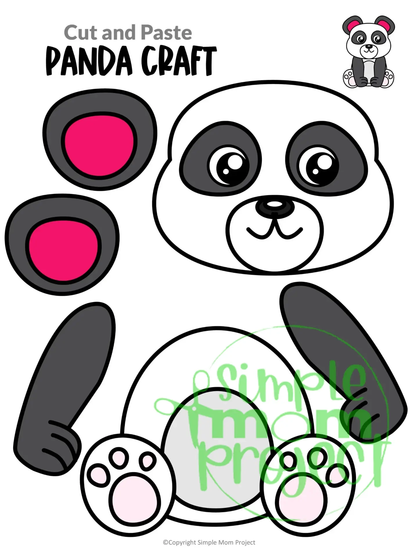 Build a Panda Craft Printable Cut Paste Activity For Kids Simple Mom Project Store