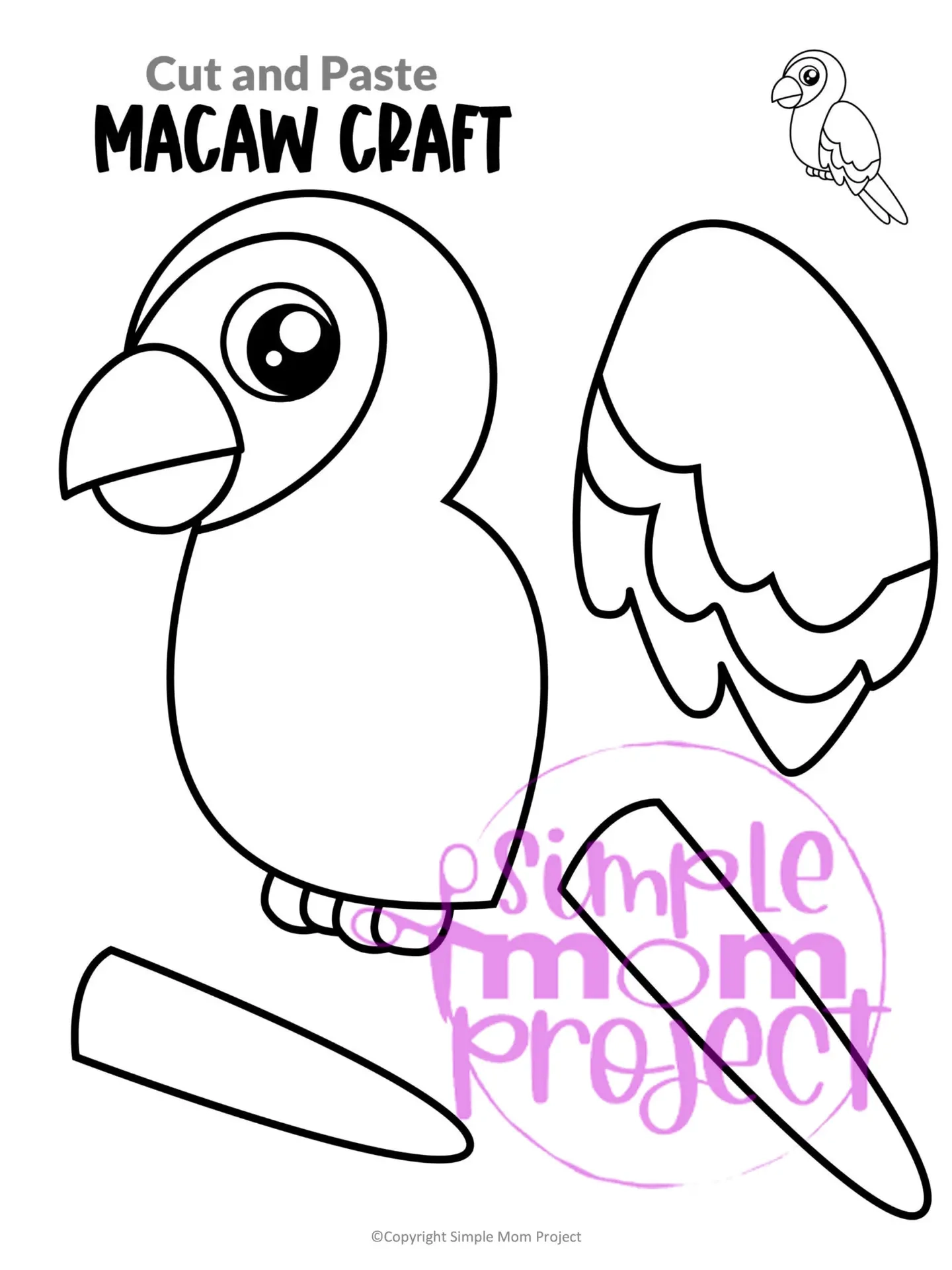 Build a Parrot Craft Printable Cut Paste Activity For Kids Simple Mom Project Store