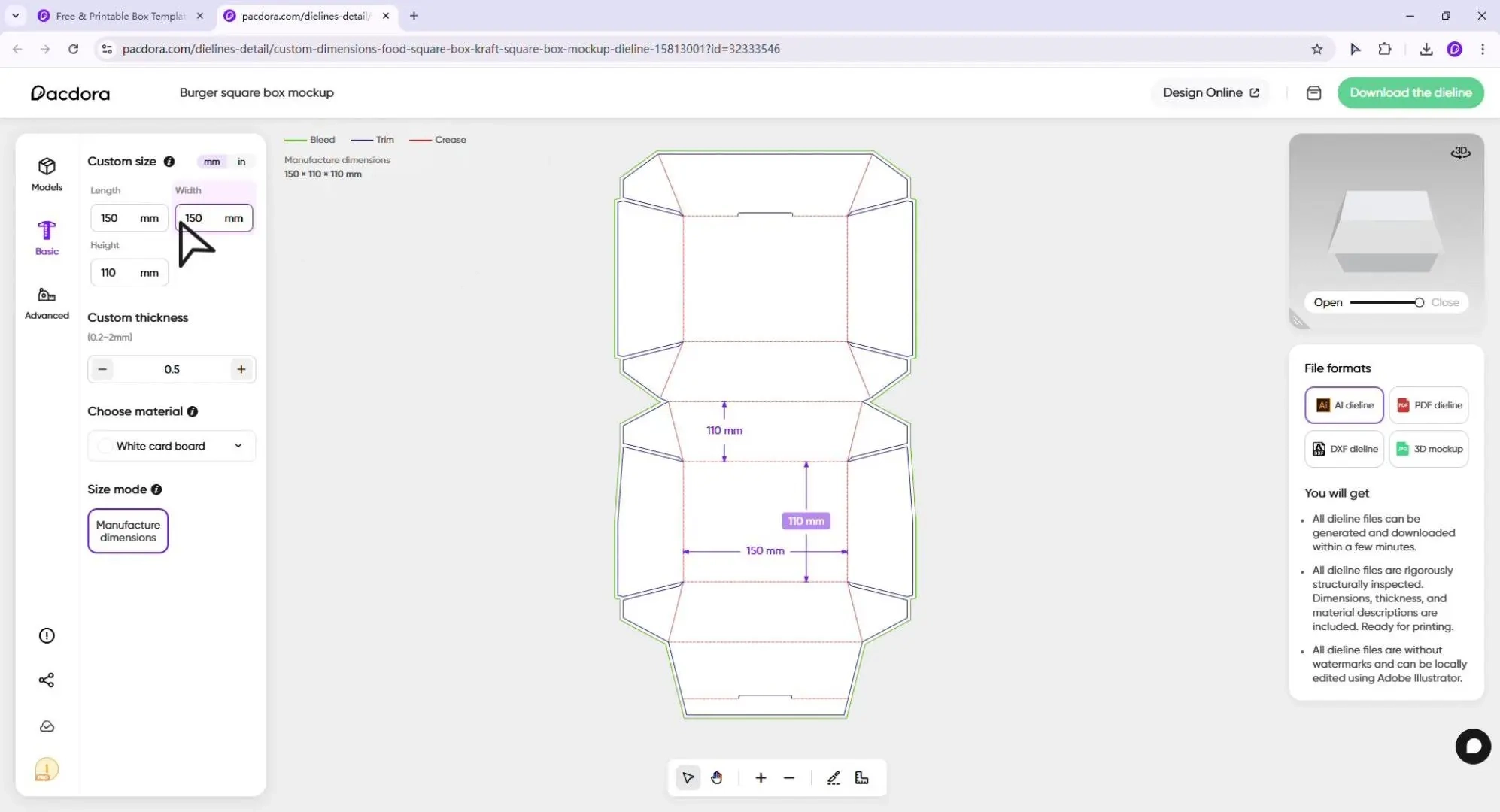 Burger Box Template