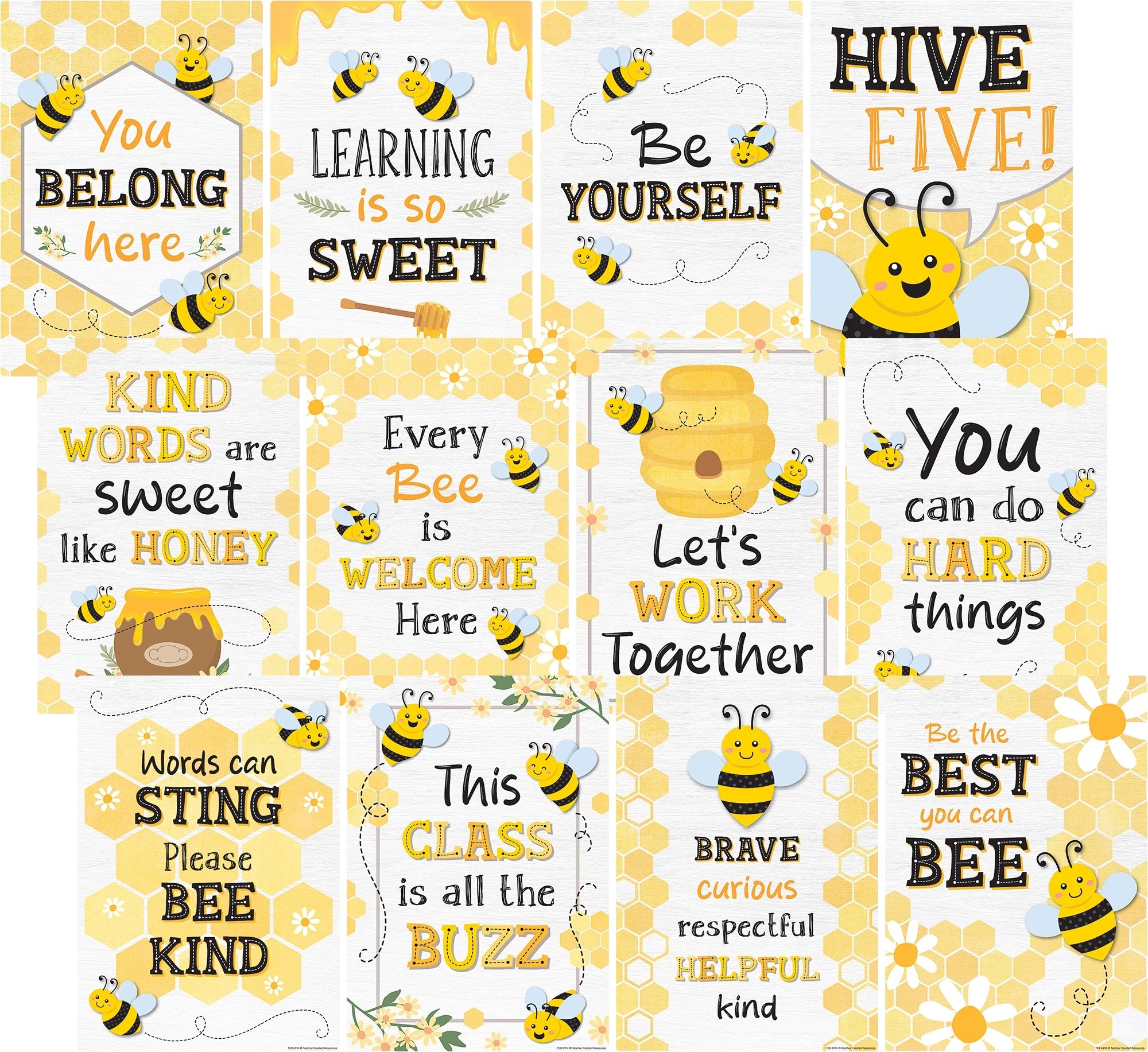 Buzzing Bees Positive Sayings Small Poster Pack CM School Supply