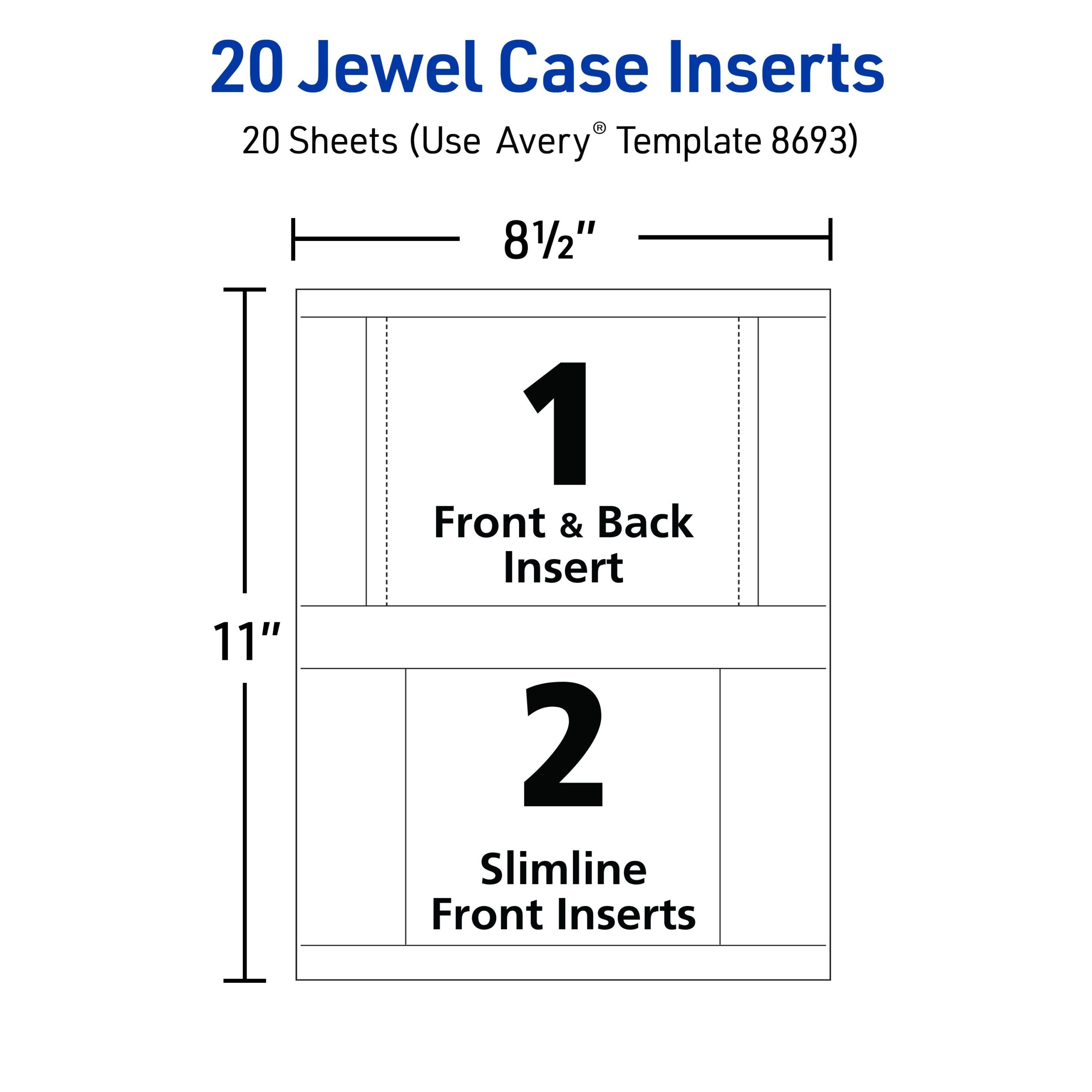 CD Jewel Case Inserts 20 Inserts 8693 Avery