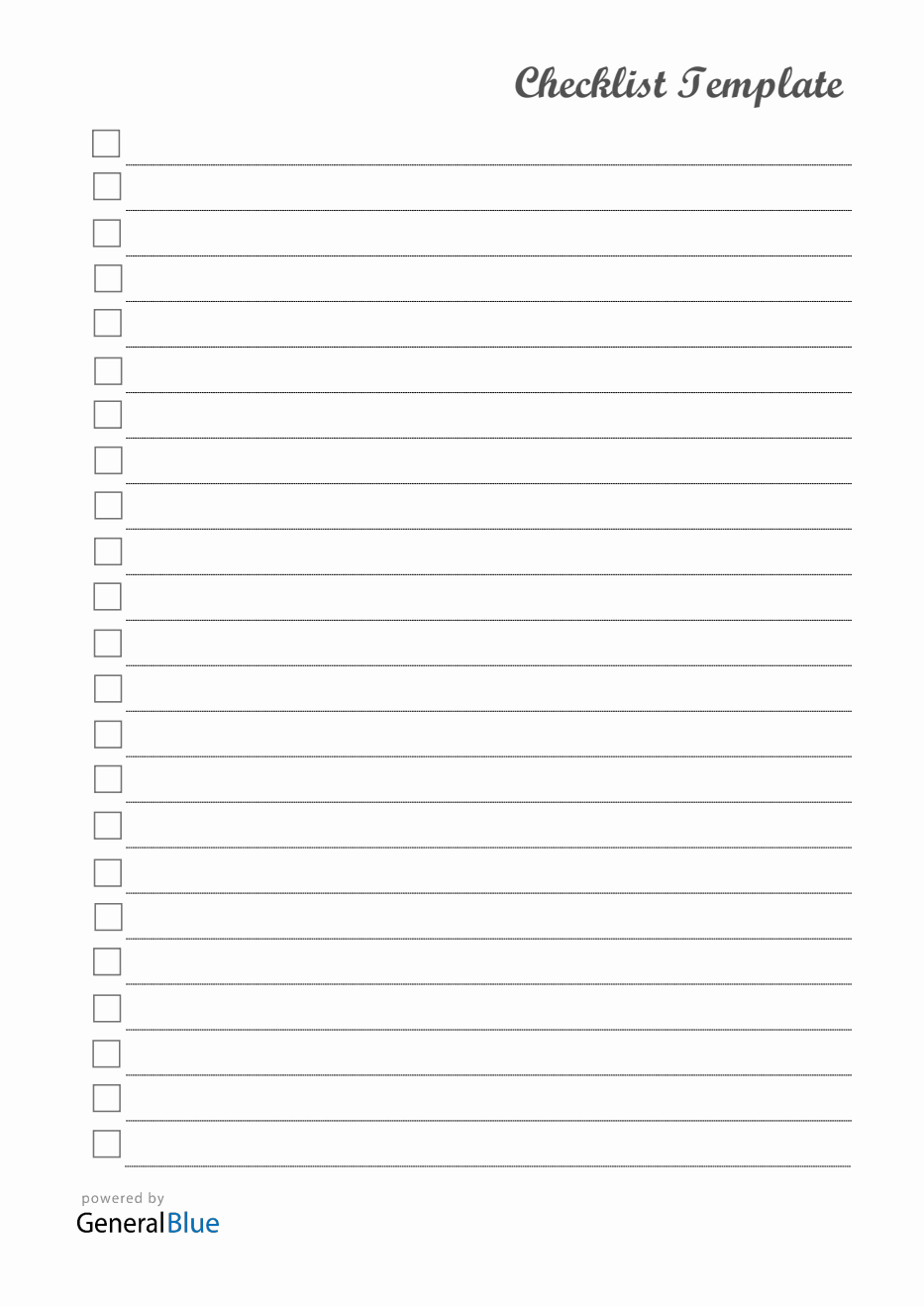 Checklist Template PDF A4
