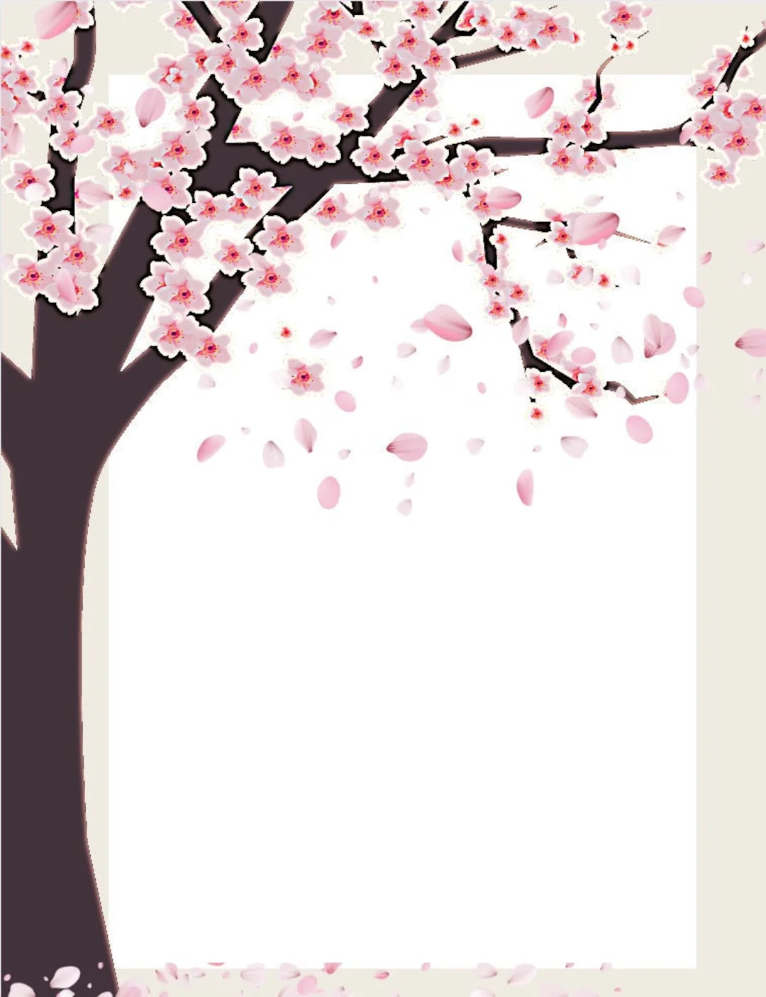 Cherry Blossom Border Printable Pdf Instant Download Blossom Festival Letterhead PNG Scrapbook Photos Blank Template Border Paper Etsy