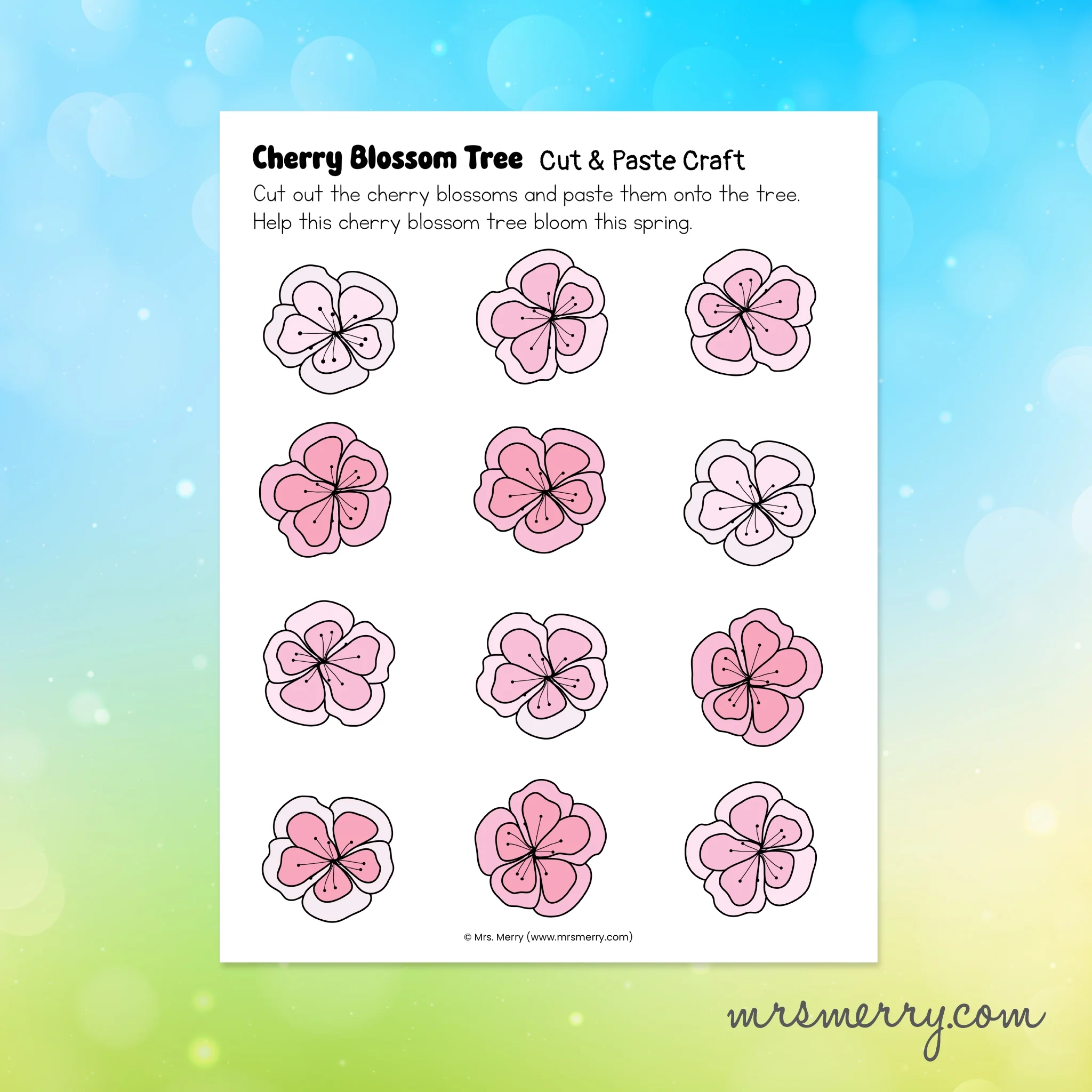 Cherry Blossom Tree Printable Craft Mrs Merry