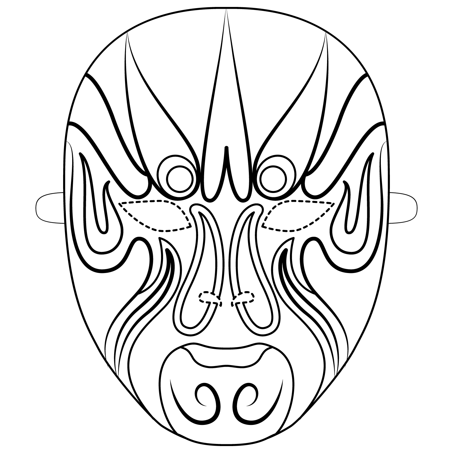 Chinese Opera Mask Coloring Page Free Printable