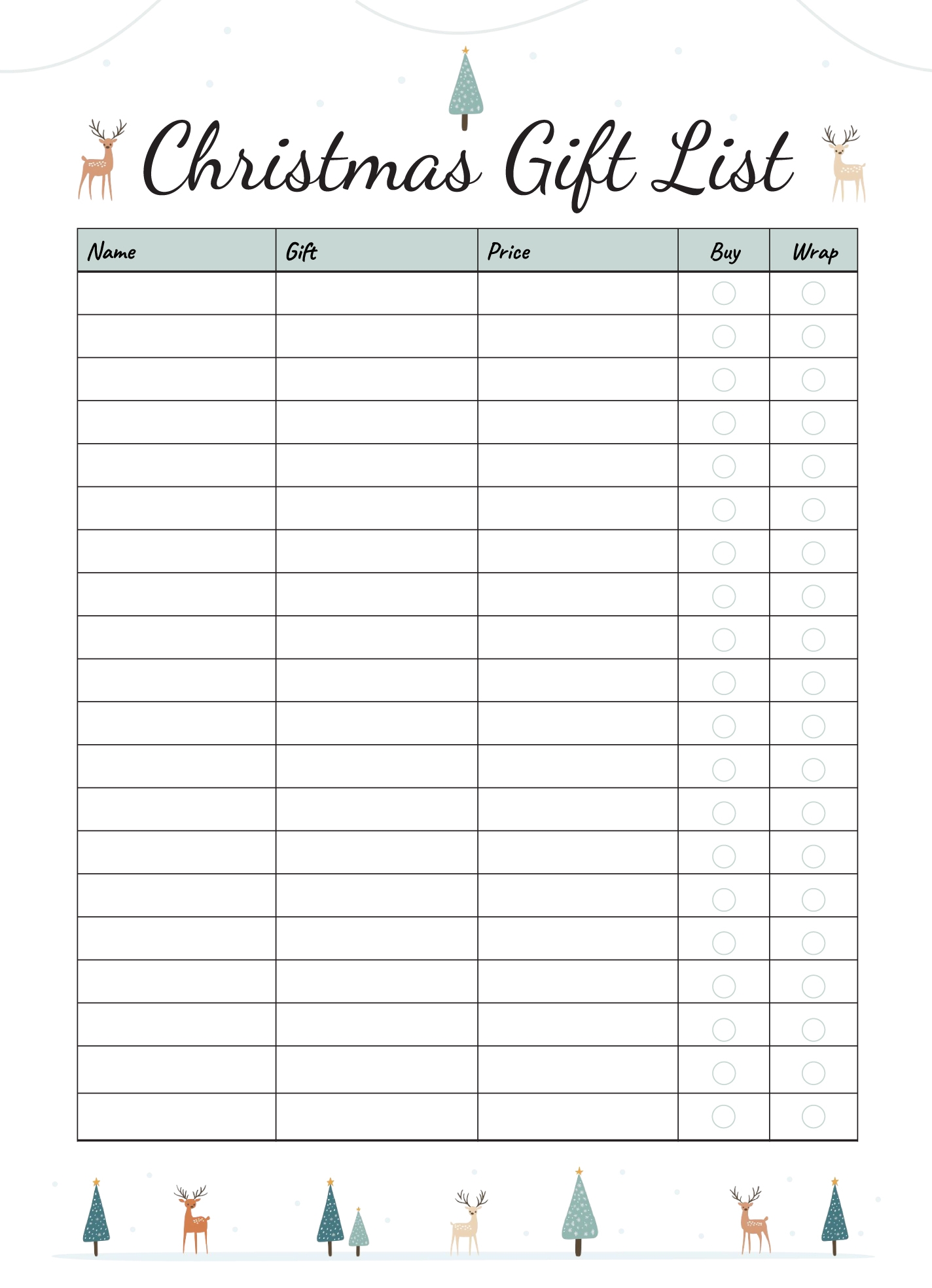 Christmas Gift List Free Google Docs Template Gdoc io