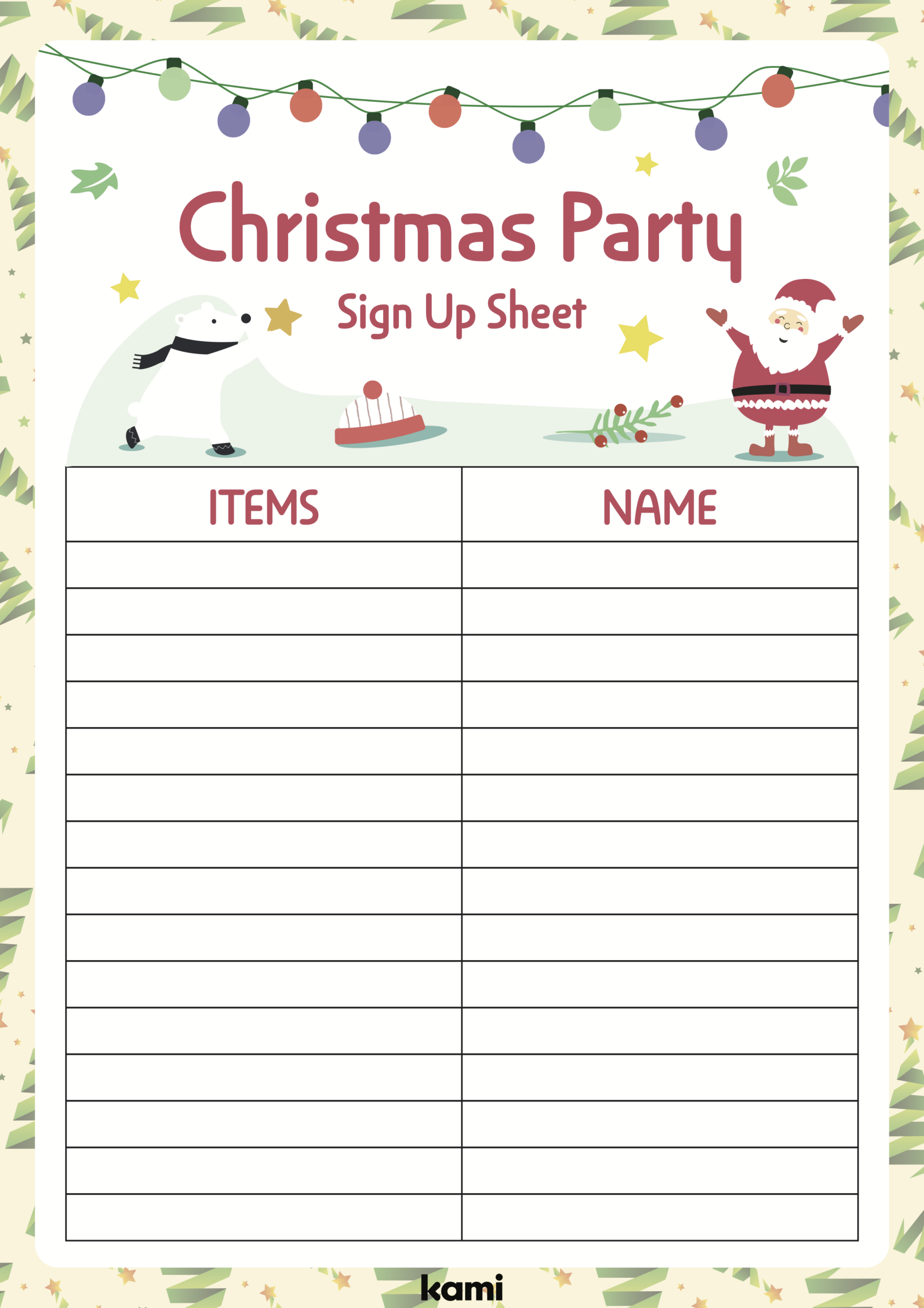 Christmas Party Sign Up Sheet For Teachers Perfect For Grades 1st 2nd 3rd 4th 5th Other Classroom Resources Kami Library