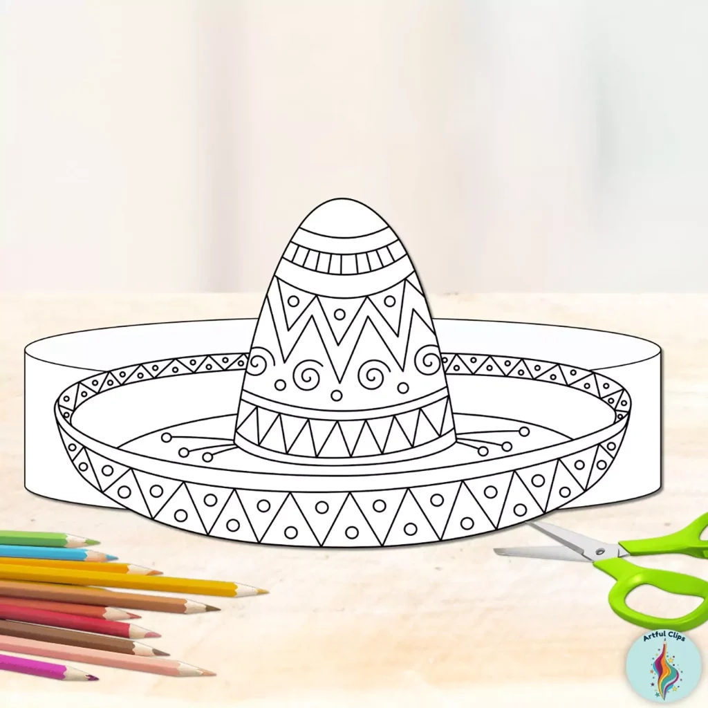Cinco De Mayo Craft Sombrero Hat Template Fiesta Crown