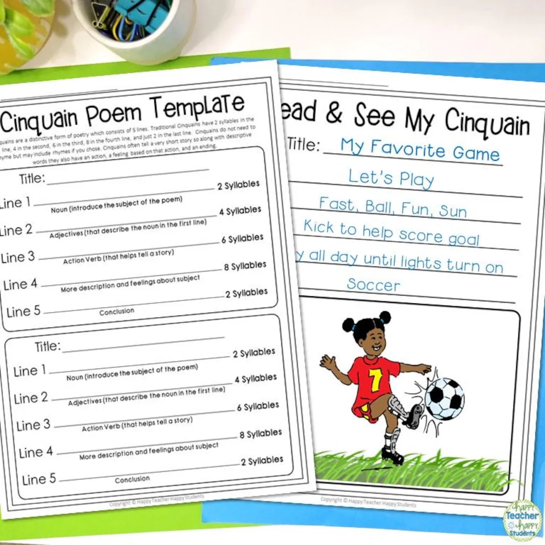 Cinquain Poem Template Writing Template Grading Rubric digital Download Etsy